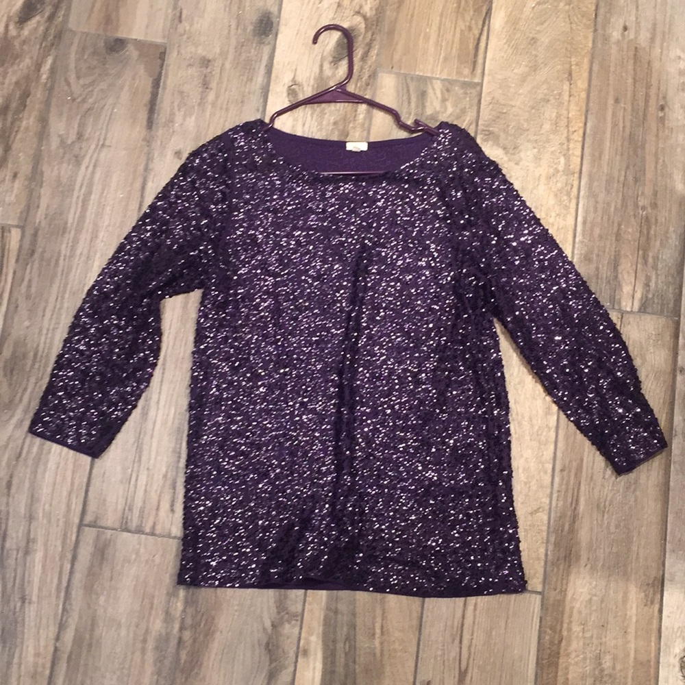 J. Crew Medium Purple Sequin Long Sleeve Shirt